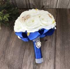 White Rose Bride Bouquet with Love Jewelry
