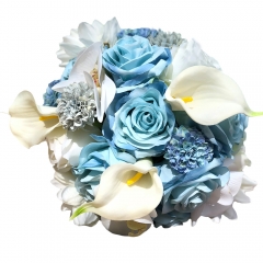 Light Blue Calla Lily White  Wedding Bouquet