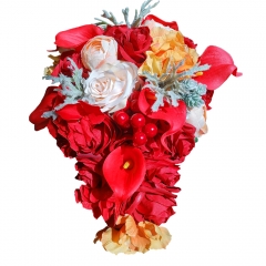 Blooming Red Rose Cascading Waterdrop Bride Bouquet