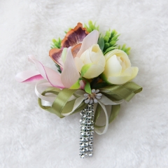 Pink Lily White Peony Boutonniere Prom Flower