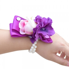 Purple Orchid Pink Rose Wrist Corsage