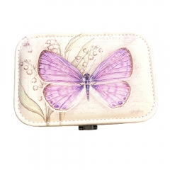 Butterfly Print Jewelry Box Organizer with Mirror (Purple)