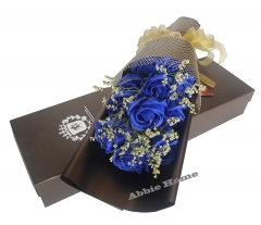 Decent Rose Bouquet Gift Box - 11pcs Soap Flowers (Blue)