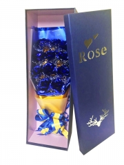 Artificial Golden Foil Rose Bouquet (Blue)