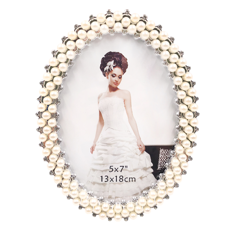 Anniversary Picture Frame Display Pearl Crown Detail Wedding Photo Frame Silve 