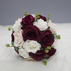 Dark Red Real Touch Wedding Bridal Bridesmaid Bouquet