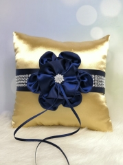 Navy Blue Flower Wedding Ring Bearer Pillow