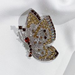Champagne Vintage Butterfly Brooch For DIY Wedding Bouquet Rhinestones Crystal Scarf Clips