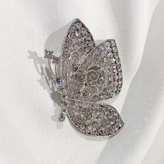 White Vintage Butterfly Brooch For DIY Wedding Bouquet Rhinestones Crystal Scarf Clips