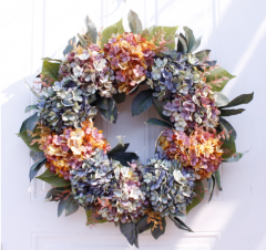22" Hydrangea Wreath for Front Door - Handmade Rustic Hydrangea Series Multicolor Floral Fall Wreath
